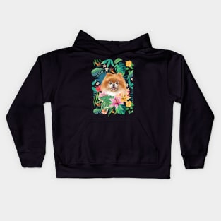 Tropical Pomeranian 4 Kids Hoodie